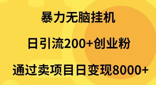 暴力无脑挂机日引流200+创业粉通过卖项目日变现2000+-金九副业网