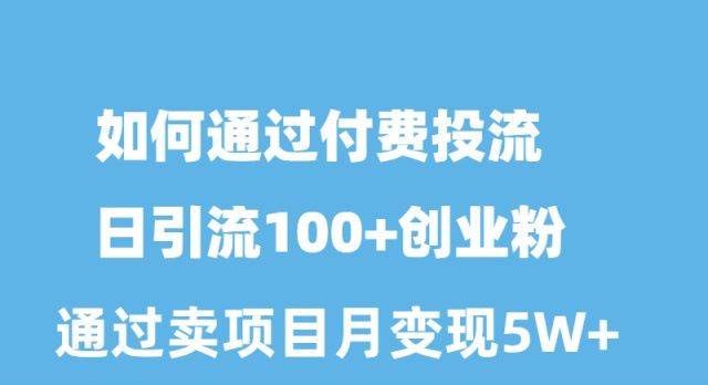 如何通过付费投流日引流100+创业粉月变现5W+-金九副业网