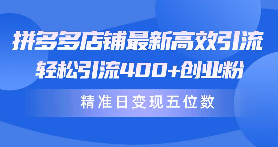 拼多多店铺最新高效引流术，轻松引流400+创业粉，精准日变现五位数！-金九副业网