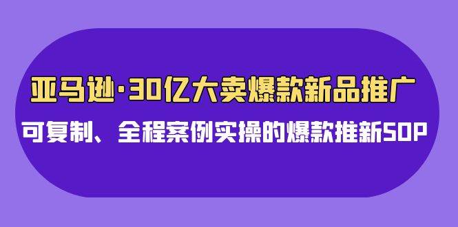 亚马逊30亿·大卖爆款新品推广，可复制、全程案例实操的爆款推新SOP-金九副业网