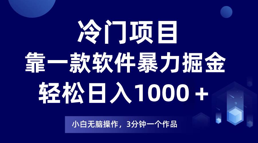 冷门项目，靠一款软件暴力掘金日入1000＋，小白轻松上手第二天见收益-金九副业网