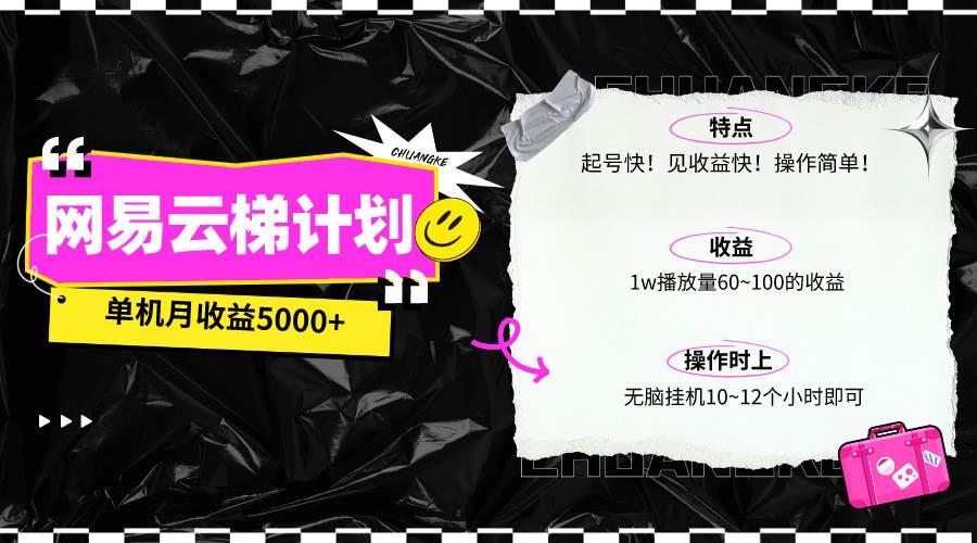 最新网易云梯计划网页版，单机月收益5000+！可放大操作-金九副业网