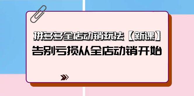 拼多多全店动销玩法【新课】，告别亏损从全店动销开始（4节视频课）-金九副业网