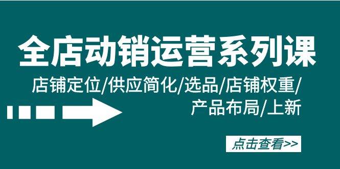 全店·动销运营系列课：店铺定位/供应简化/选品/店铺权重/产品布局/上新-金九副业网