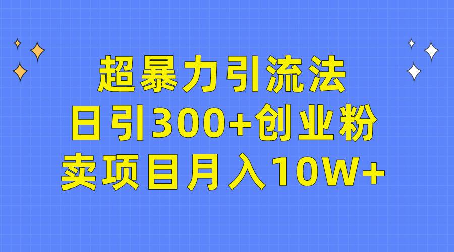 超暴力引流法，日引300+创业粉，卖项目月入10W+-金九副业网