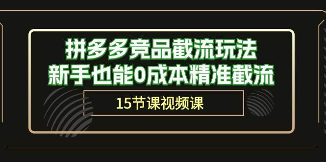 拼多多竞品截流玩法，新手也能0成本精准截流（15节课）-金九副业网