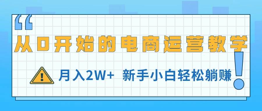 从0开始的电商运营教学，月入2W+，新手小白轻松躺赚-金九副业网