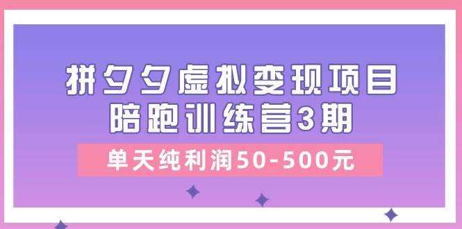 某收费培训《拼夕夕虚拟变现项目陪跑训练营3期》单天纯利润50-500元-金九副业网