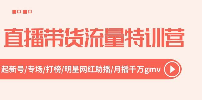 直播带货流量特训营，起新号-专场-打榜-明星网红助播 月播千万gmv（52节）-金九副业网