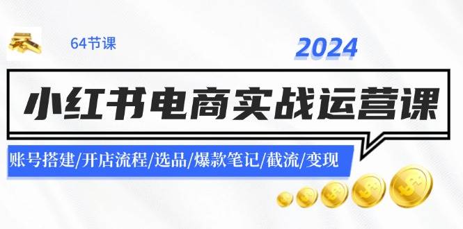 2024小红书电商实战运营课：账号搭建/开店流程/选品/爆款笔记/截流/变现-金九副业网