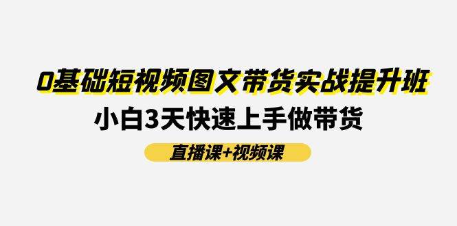 0基础短视频图文带货实战提升班(直播课+视频课)：小白3天快速上手做带货-金九副业网