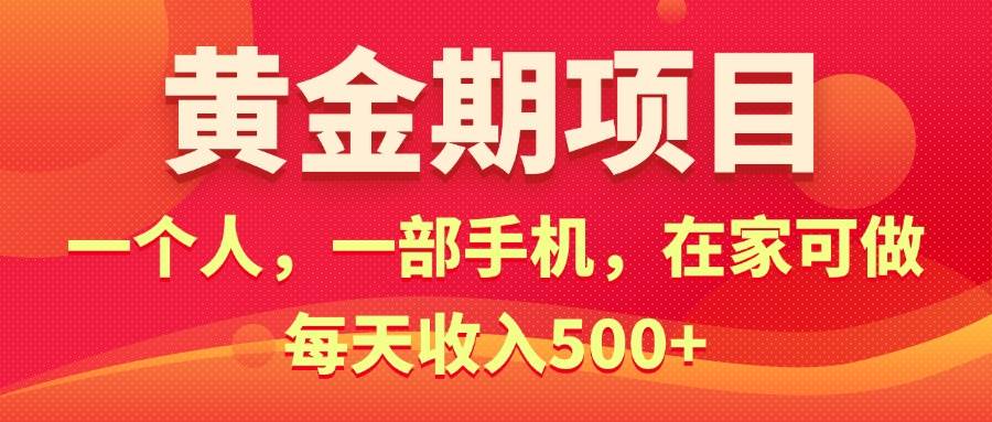 黄金期项目，电商搞钱！一个人，一部手机，在家可做，每天收入500+-金九副业网