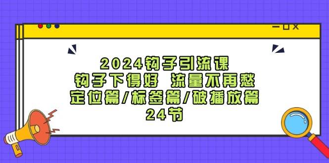 2024钩子·引流课：钩子下得好 流量不再愁，定位篇/标签篇/破播放篇/24节-金九副业网