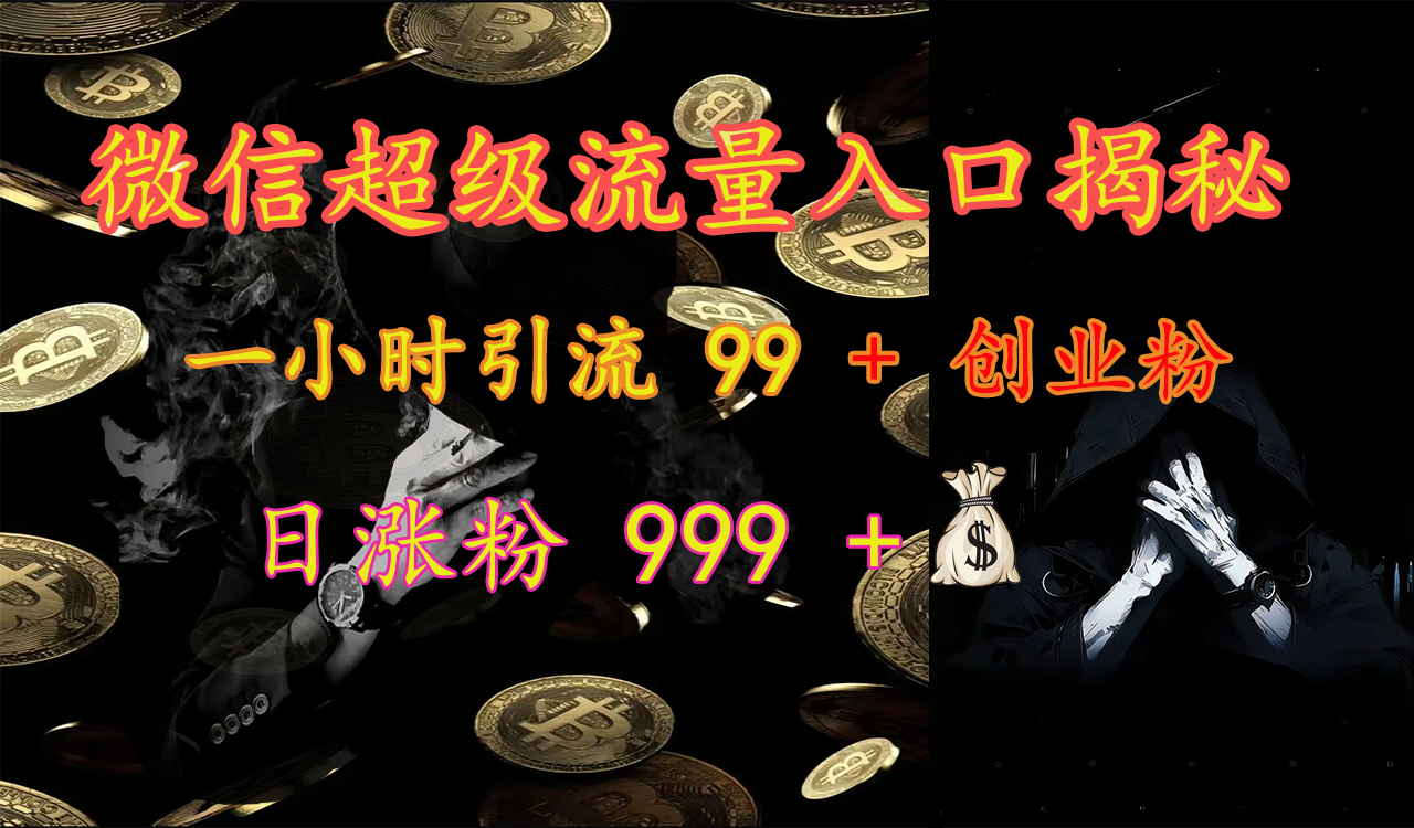 微信超级流量入口揭秘：一小时引流 99 + 创业粉，日涨粉 999 +【揭秘】-金九副业网