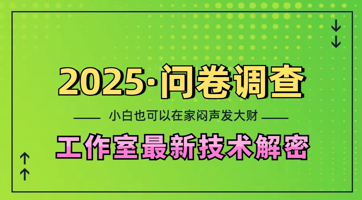 2025《问卷调查》最新工作室技术解密：一个人在家也可以闷声发大财，小白一天200+，可矩阵放大-金九副业网