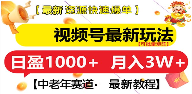 视频号独家玩法，老年养生赛道，无脑搬运爆款视频，日入1000+-金九副业网