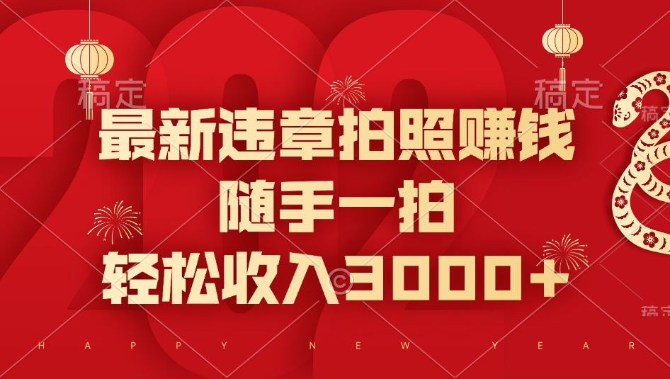 最新违章拍照赚钱，随手一拍，轻松收入3000+-金九副业网