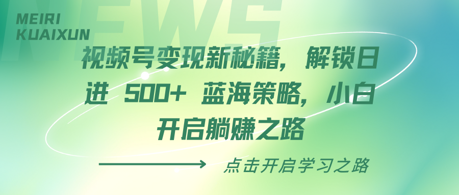 视频号变现新秘籍，解锁日进 500+ 蓝海策略，小白开启躺赚之路-金九副业网