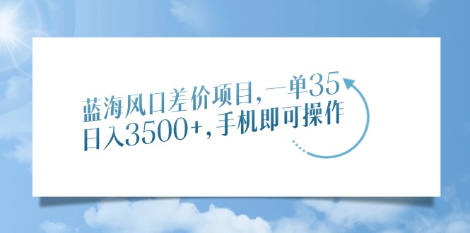 蓝海风口差价项目，一单35，日入3500+，手机即可操作-金九副业网