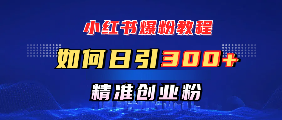 小红书爆粉教程，如何日引300+创业粉，快速实现精准变现！-金九副业网