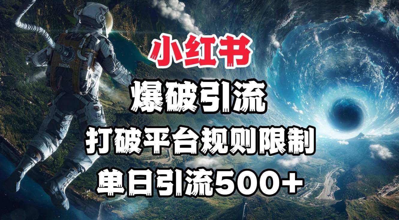 小红书爆破引流，打破平台的规则限制，单日引流500+精准粉-金九副业网