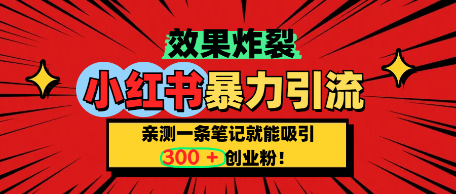 小红书炸裂玩法，亲测一条笔记就能吸引300+精准创业粉！-金九副业网