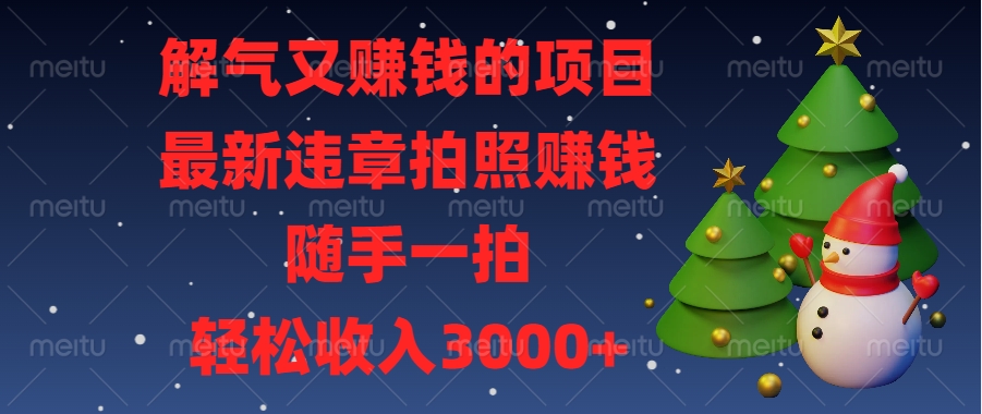 解气又赚钱的项目，最新违章拍照赚钱，随手一拍，轻松收入3000+-金九副业网