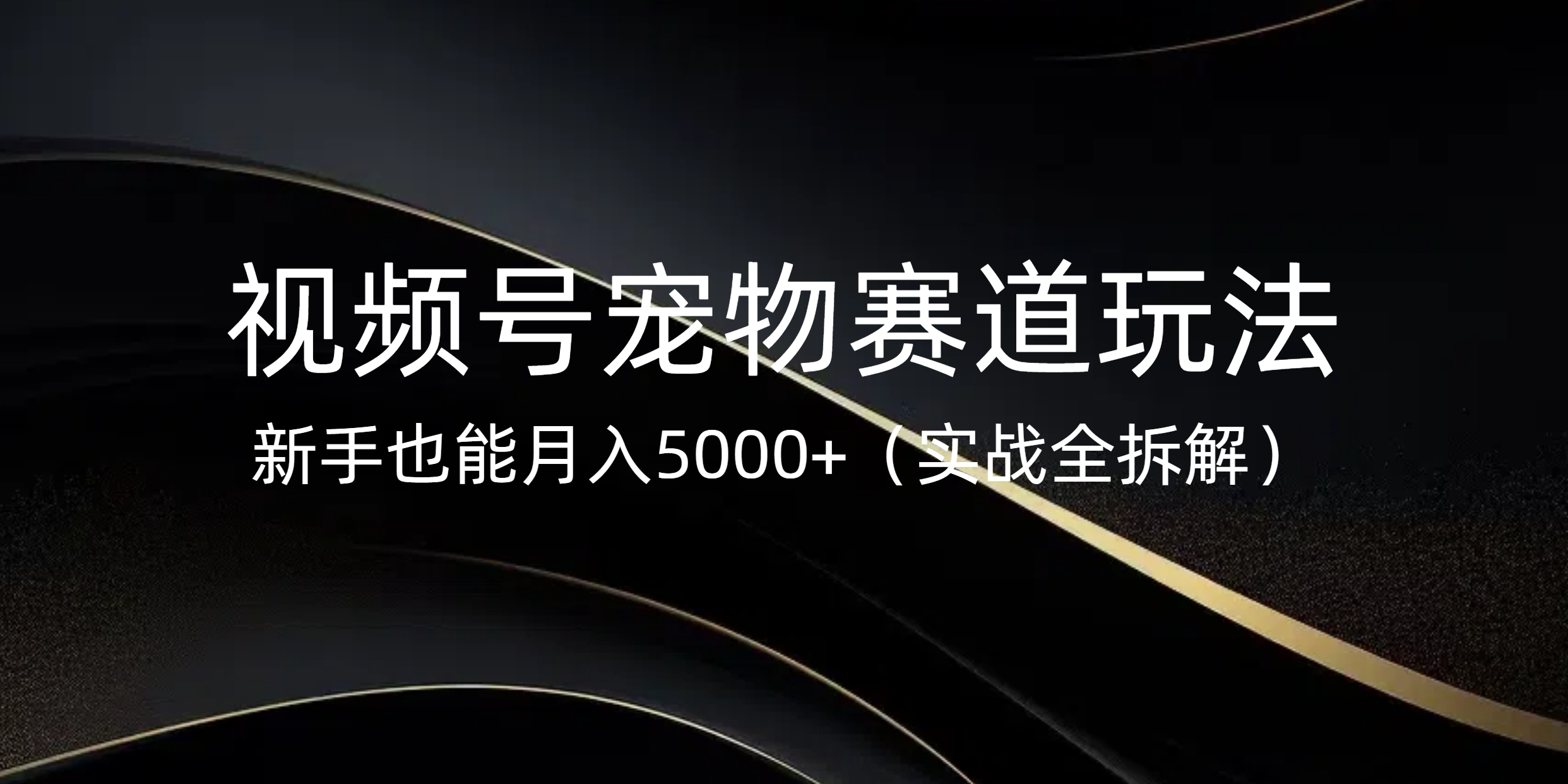 视频号宠物赛道玩法，新手也能月入5000+（实战全拆解）-金九副业网